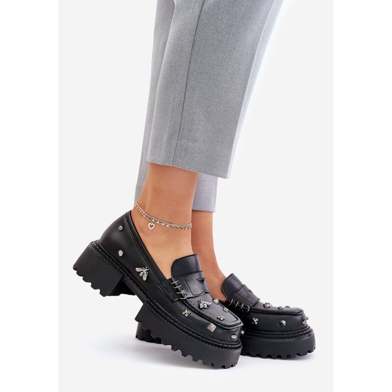 S.Barski Dámské kožené boty s ozdobami D&amp;A MR880-102 černá 1