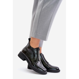 S.Barski Kožené patentované nízké kotníkové boty s ozdobou na zip D&amp;A MR880-142 Černá 1