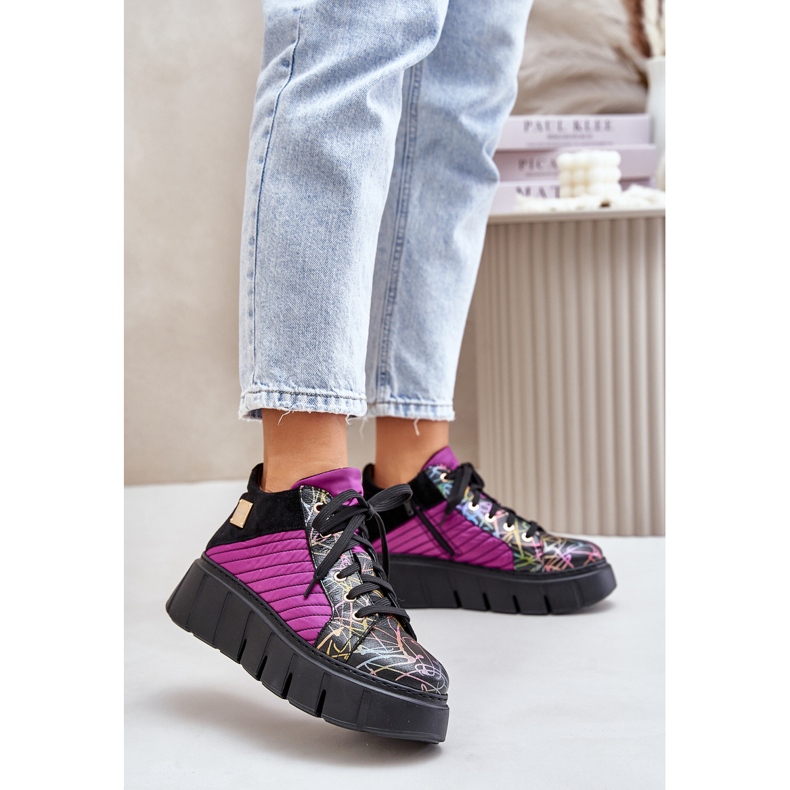 Kožené tenisky na platformě Maciejka 06767-15 Fuchsia černý 2