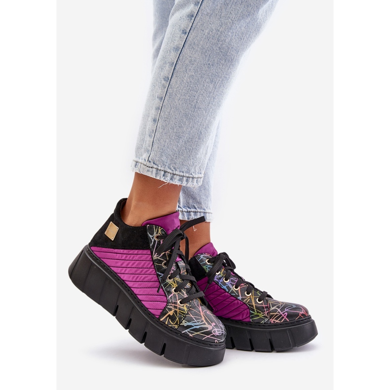 Kožené tenisky na platformě Maciejka 06767-15 Fuchsia černý 1