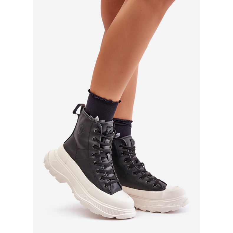 Kožené zateplené tenisky na masivní platformě Big Star OO274A599 Black černá 1