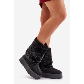 Černé sněhule Lisonea na platformě s vyhrnutým svrškem černá 1