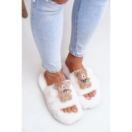 Béžové dámské kožešinové pantofle s medvídkem Rumunsko béžový 2