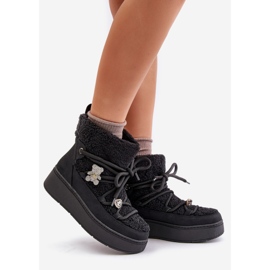 Černé dámské sněhule Almatiza s kolíky a kožešinou černá 1