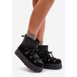 Černé Sněhule Mavora Se šněrováním Na Platformě černý 1