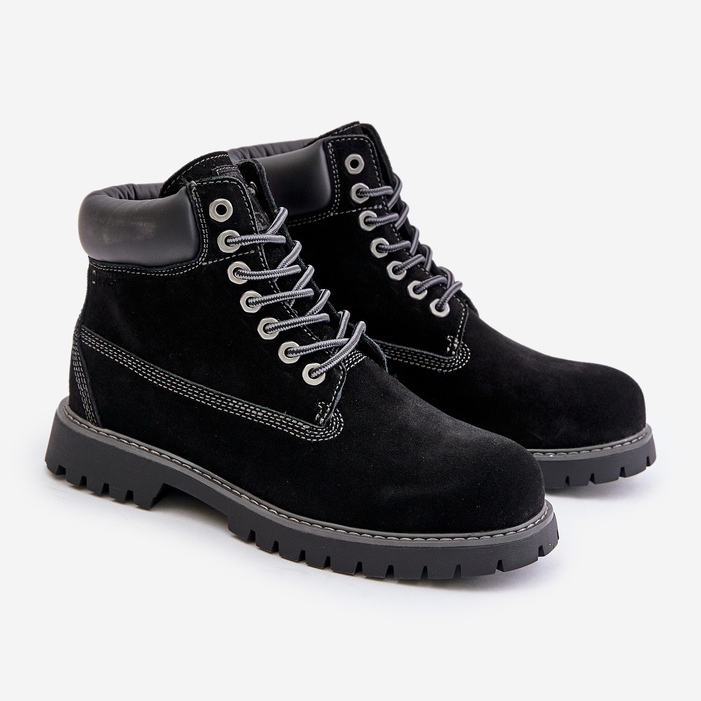 Semišové zateplené pánské boty Big Star OO174138 HI-POLY System Black černý 1