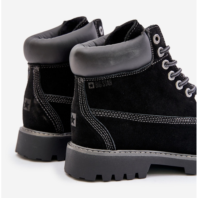 Semišové zateplené pánské boty Big Star OO174138 HI-POLY System Black černý 2