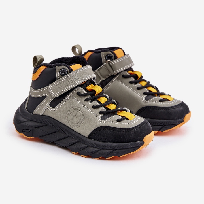 Dětské trekové boty Trappers izolované suchým zipem Big Star OO374181 Khaki zelený 1