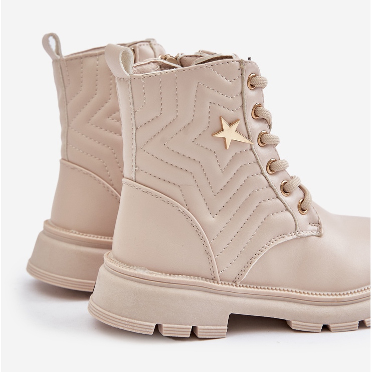 Zateplené dětské kotníkové boty na zip z ekokůže, Béžová Liotira béžový 2