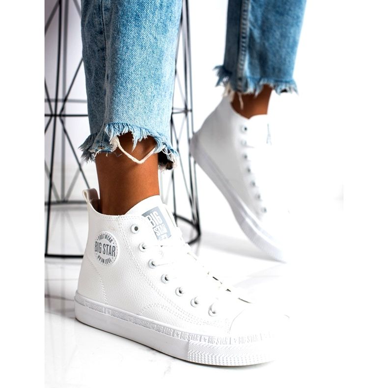Dámské vysoké tenisky Big Star GG274016 Bílé bílý 4