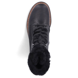 Dámské zateplené tašky s kožíškem, černé Rieker 72625-00 černá 2 Dámské zateplené tašky s kožíškem, černé Rieker 72625-00 černá 2