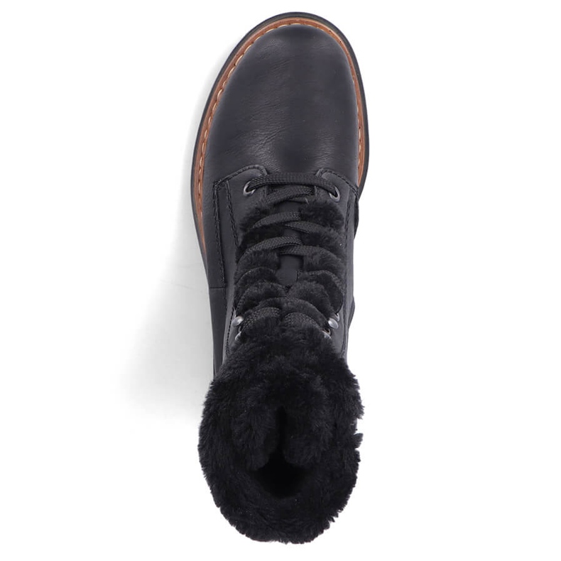 Dámské zateplené tašky s kožíškem, černé Rieker 72625-00 černá 2 Dámské zateplené tašky s kožíškem, černé Rieker 72625-00 černá 2