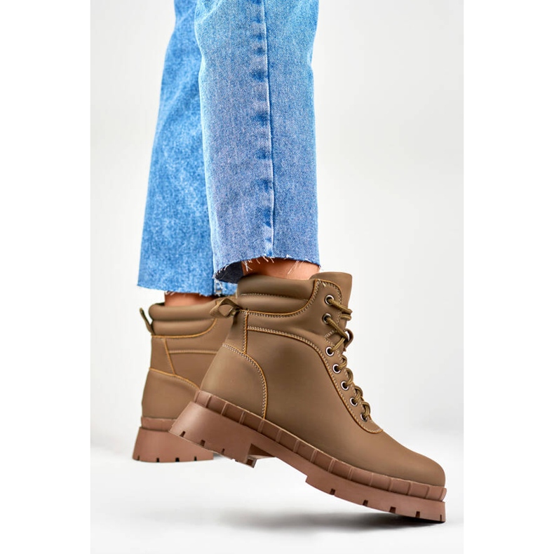 Dámské kozačky, mírně zateplené, hnědé, 8538A-KH béžový 2