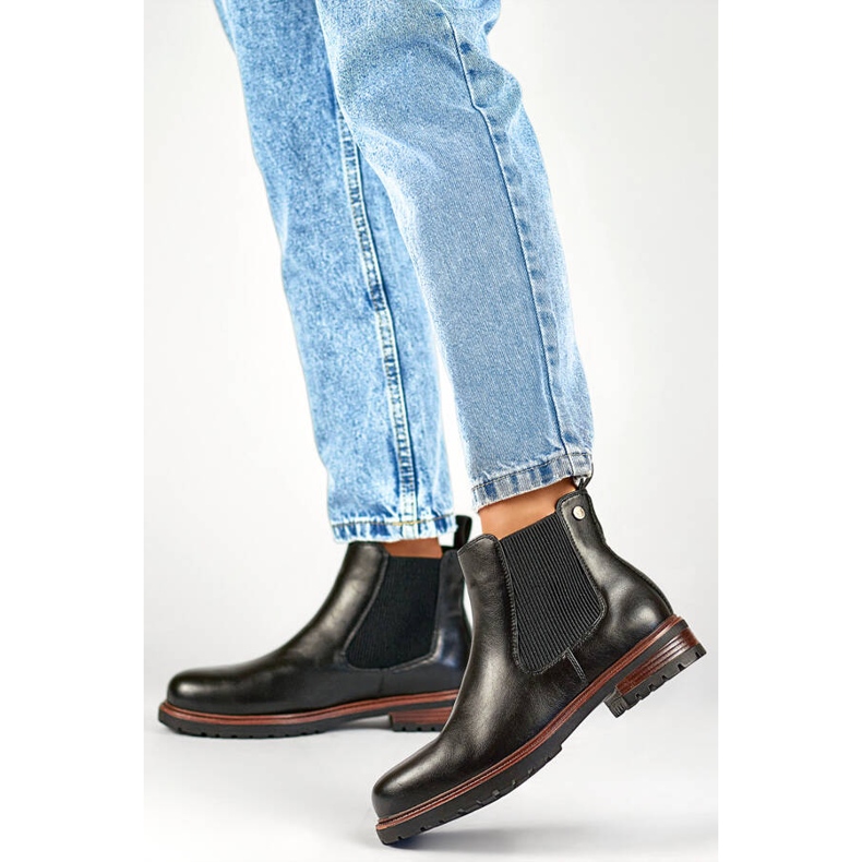 Dámské zateplené boty Chelsea, černé GD-WL71B černá 2