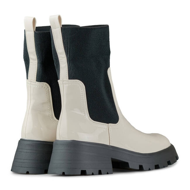 Dámské lakované kotníkové boty s elastickým svrškem, béžová DES925M-BE béžový 2