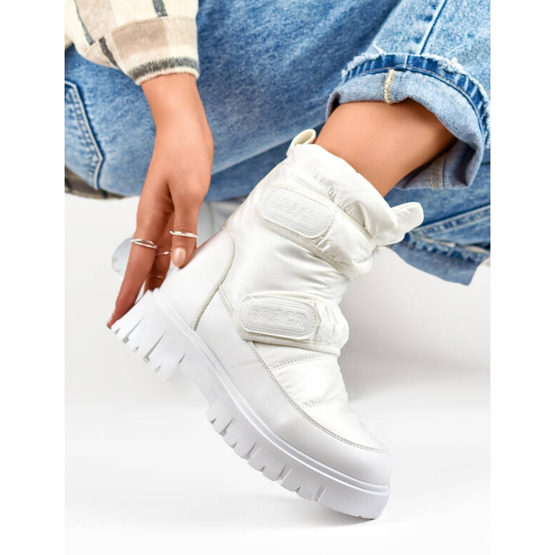 Dámské sněhule na suchý zip, bílé JH-1W bílý 1