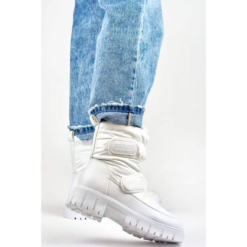 Dámské sněhule na suchý zip, bílé JH-1W bílý 2