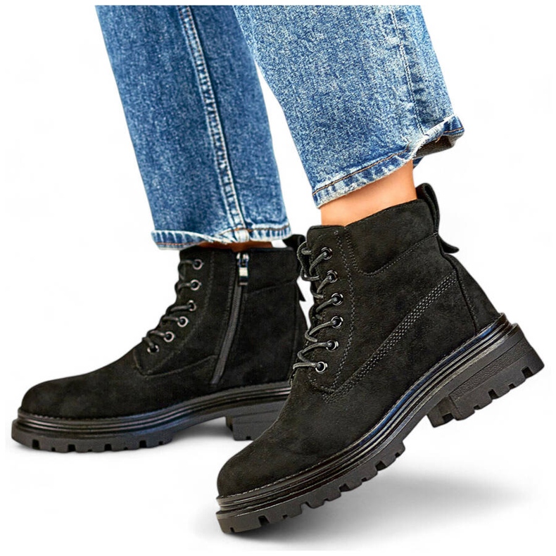 Dámské semišové zateplené kotníkové boty, černá A5201B 1 Dámské semišové zateplené kotníkové boty, černá A5201B 1