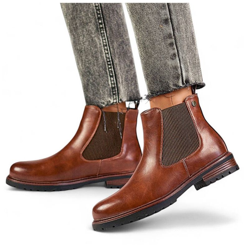 Dámské zateplené boty Chelsea, hnědé, GD-WL71C hnědý 1