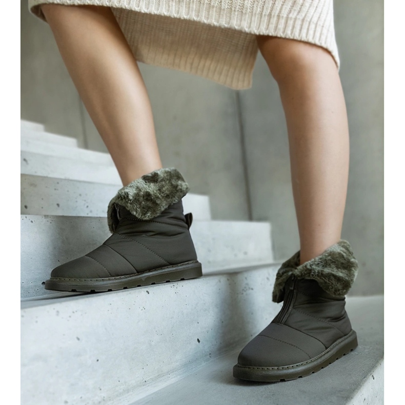 Zelené zateplené sněhule s límečkem od Edidda zelená 1