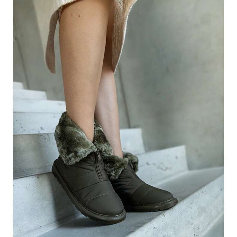 Zelené zateplené sněhule s límečkem od Edidda zelená 2