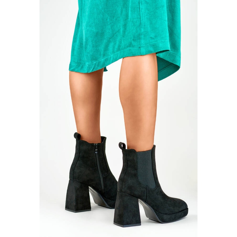 Dámské semišové kotníkové boty, černá, 7987B béžový 1