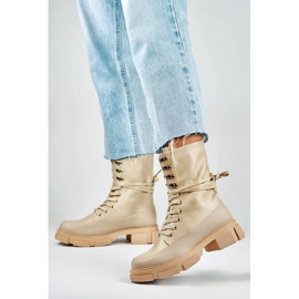 Dámské nezateplené kotníkové boty béžové JH21-31BE béžový 1 Dámské nezateplené kotníkové boty béžové JH21-31BE béžový 1