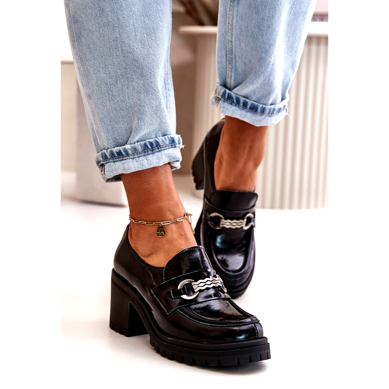 Dámské lakované boty Zazoo 20175 na vysokém podpatku, přírodní kůže, černá 2