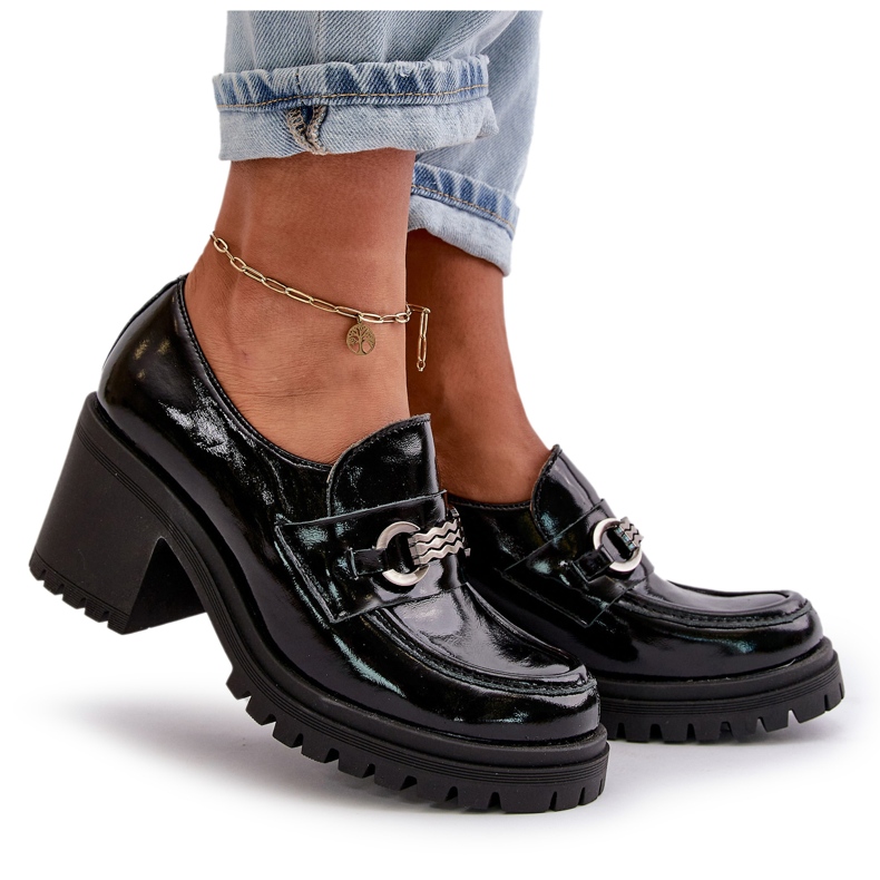 Dámské lakované boty Zazoo 20175 na vysokém podpatku, přírodní kůže, černá 5