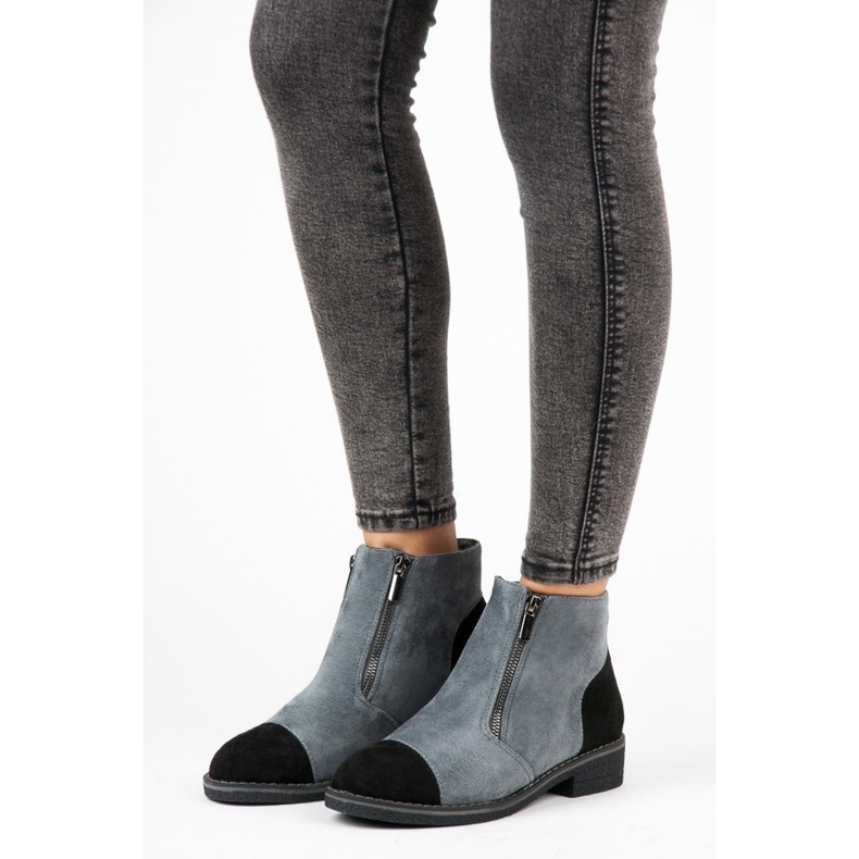 Vices Semišové kotníkové boty na podzim šedá 1