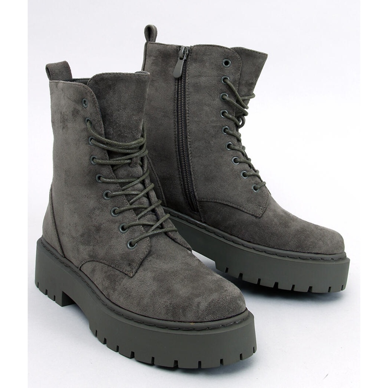 Burse Green šněrovací kotníkové boty na platformě zelená 1