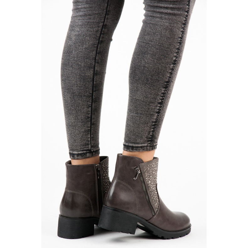 Vices Ležérní kotníkové boty na zip šedá 2