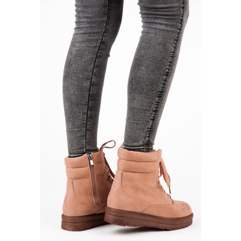 Vices Šněrovací boty na platformě růžový 2