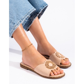 Goodin Dámské béžové semišové pantofle béžový 1