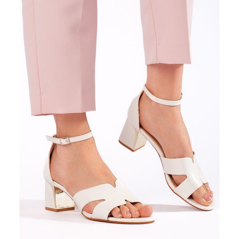 Bílé dámské sandály na vysokém podpatku bílý 1