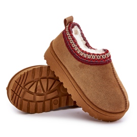Dětské sněhule na platformě zateplené kožešinou Camel Vilabria hnědý 7