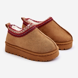 Dětské sněhule na platformě zateplené kožešinou Camel Vilabria hnědý 1