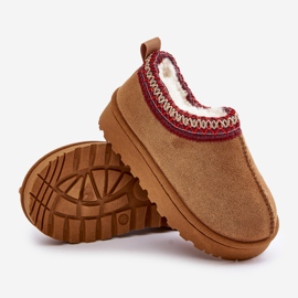 Dětské sněhule na platformě zateplené kožešinou Camel Vilabria hnědý 3