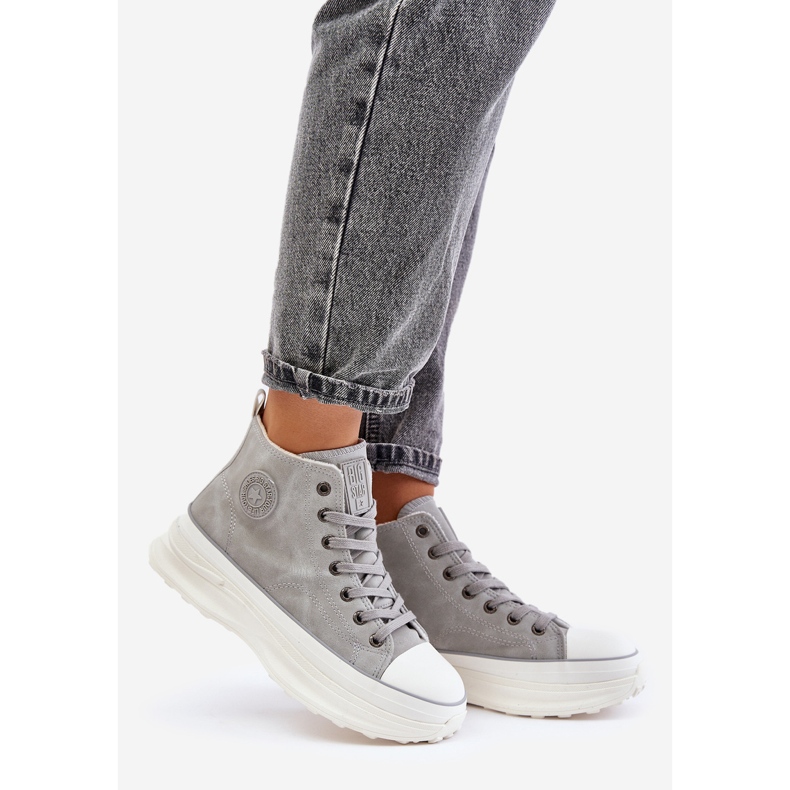 Dámské zateplené tenisky na platformě Big Star OO274073 šedé šedá 1