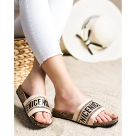 Módní pantofle Vinceza béžový 2