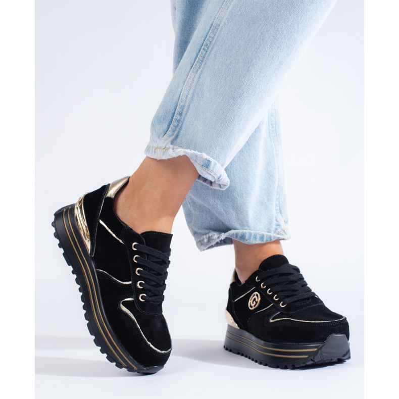 Dámské černé tenisky na platformě černý 1