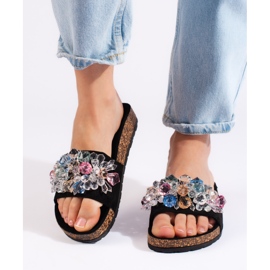 Dámské černé semišové pantofle černý 1