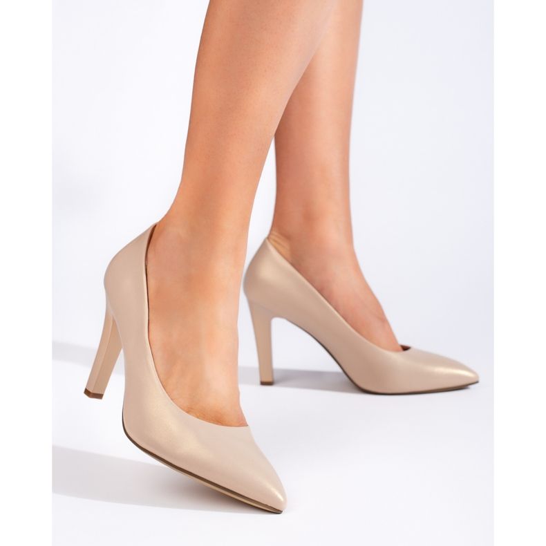 Klasické zlaté dámské lodičky Sergio Leone zlatý 1