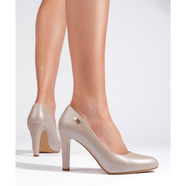 Klasické světle béžové lodičky na vysokém podpatku Sergio Leone béžový 1