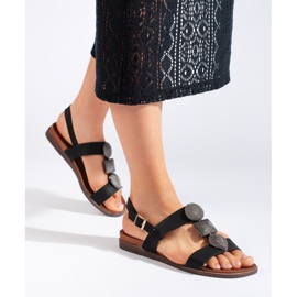 Sergio Leone Dámské černé pohodlné ploché sandály černá 1