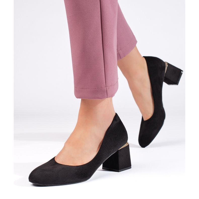 Černé semišové vysoké podpatky černá 1