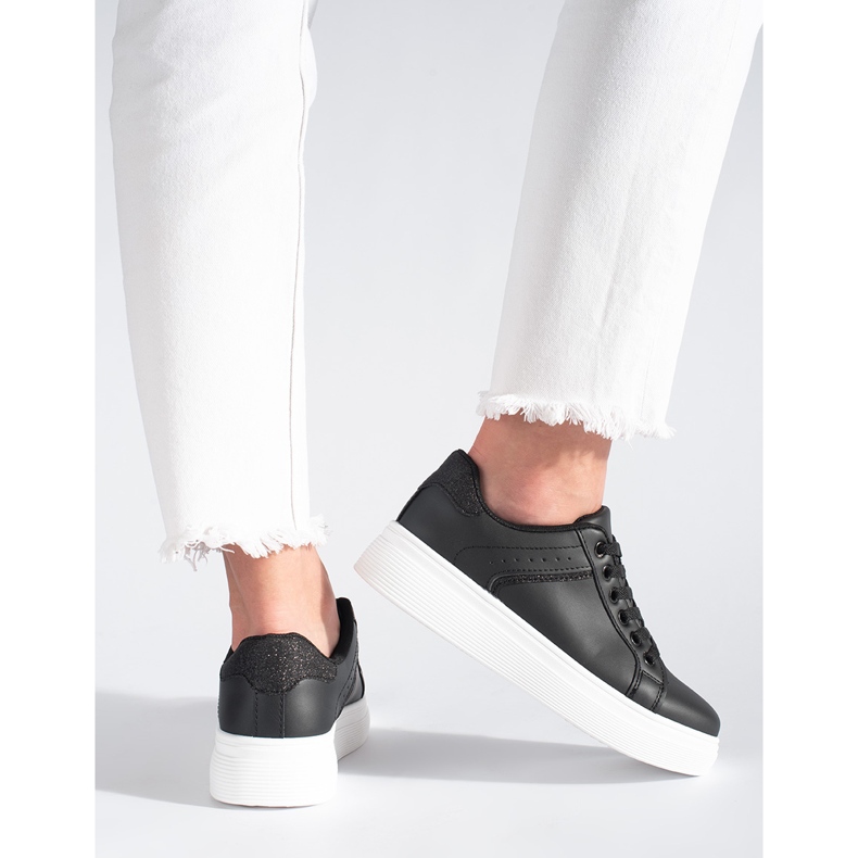 Černé tenisky na platformě černý 1