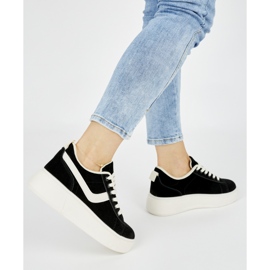 Semišové černé dámské boty na platformě černý 1