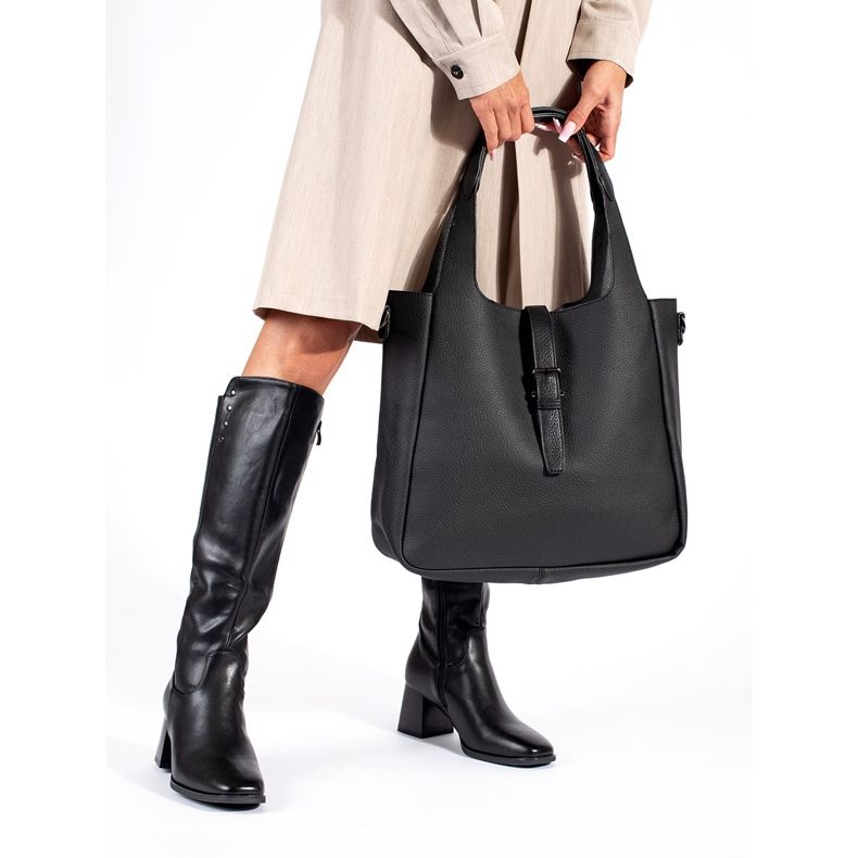 Černé semišové kozačky na vysokém podpatku černá 1