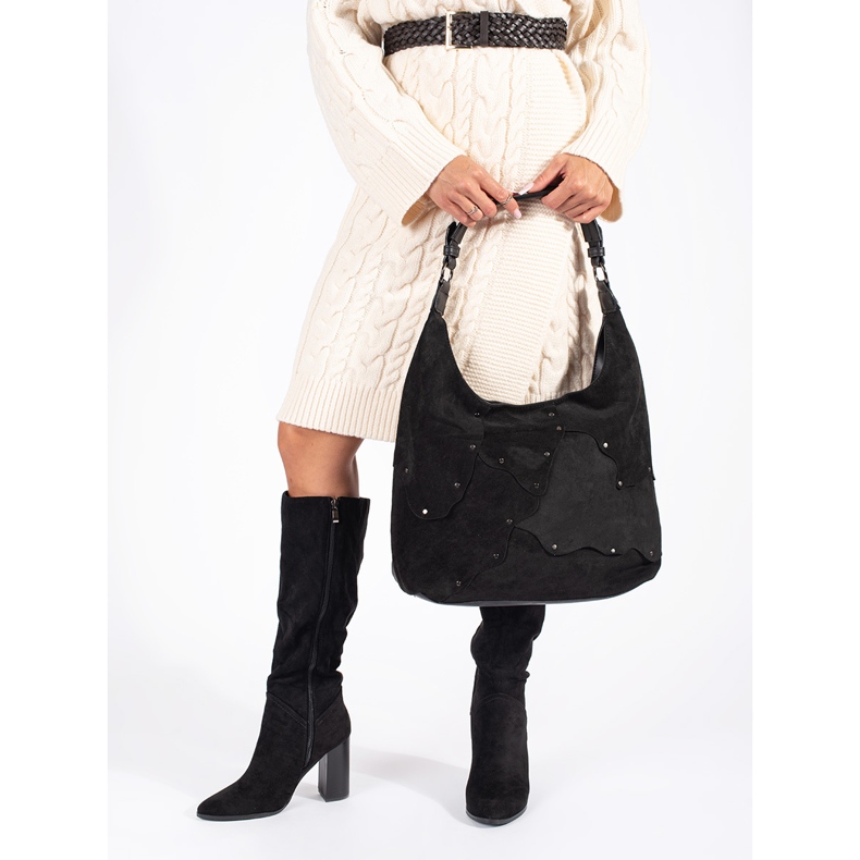 Černé semišové dámské kozačky černá 1 Černé semišové dámské kozačky černá 1